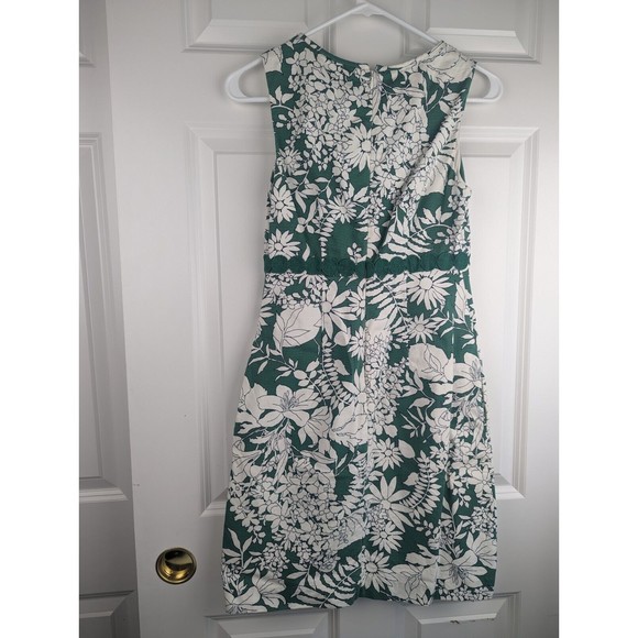 Boden Sheath Dress Crew Neck Embroidery Details White Green Floral size 2P - Picture 2 of 9